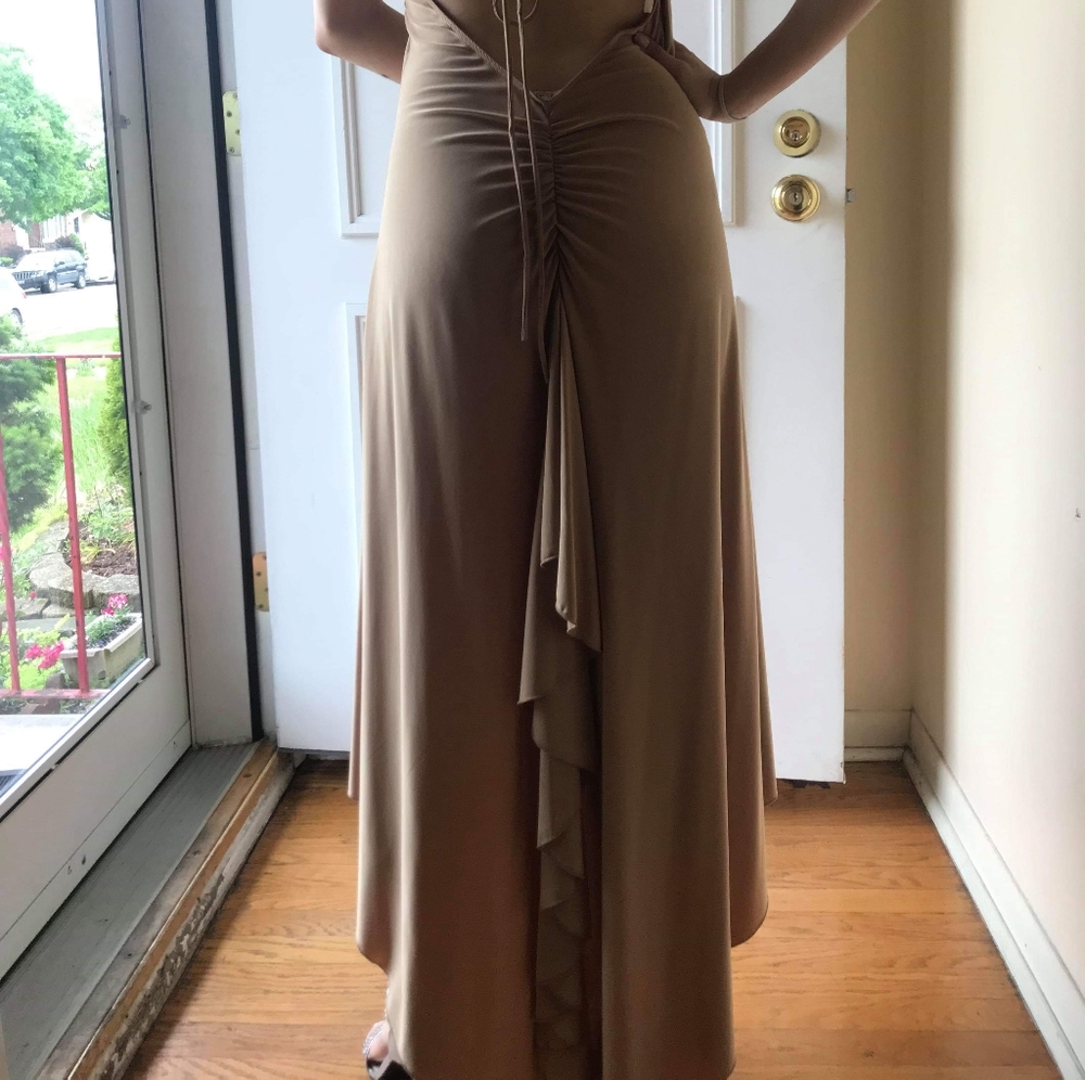 Long Formal Tan Dress - Picture 5 of 8